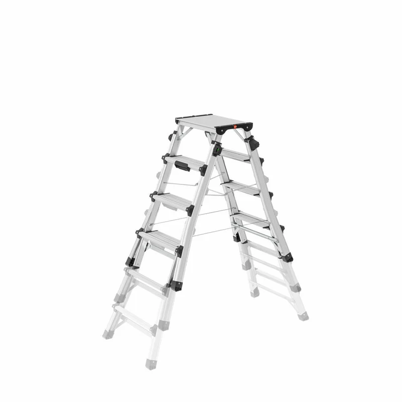 Hailo Stehleiter D100 TL TopLine, Teleskop-Doppelstufenleiter, Klappleiter, Leiter, Aluminium, 8655-107