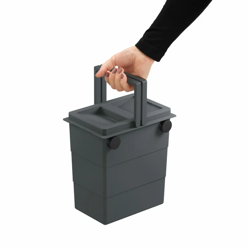 Hailo FlexBox S, Mülleimer, Abfalleimer, Outdoor geeignet, Kunststoff, Anthrazit, 7 L, 0420-100