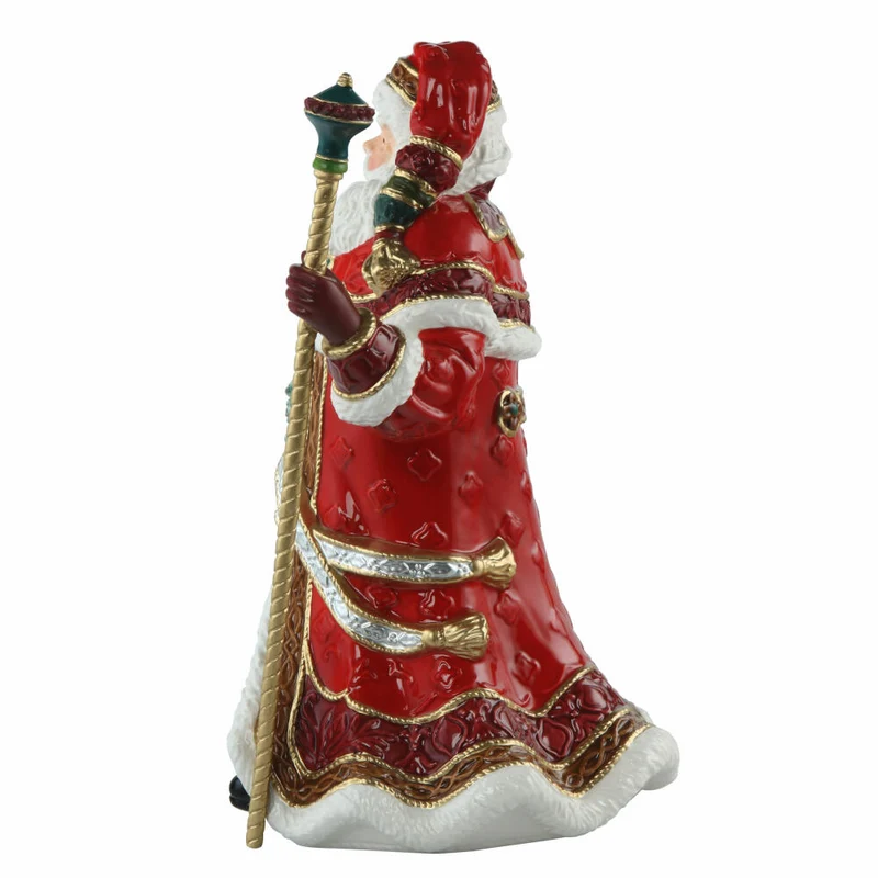 Goebel Figur Santa mit Kranz und Stab, Fitz & Floyd, Weihnachtsmann, Steingut, Bunt, 33 cm, 51001711