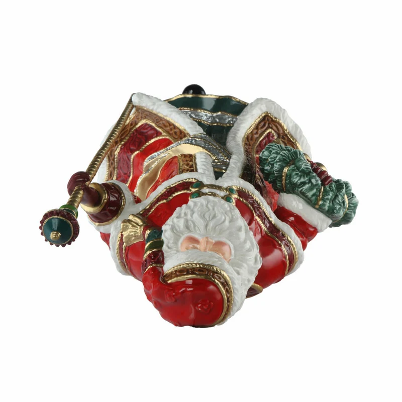 Goebel Figur Santa mit Kranz und Stab, Fitz & Floyd, Weihnachtsmann, Steingut, Bunt, 33 cm, 51001711