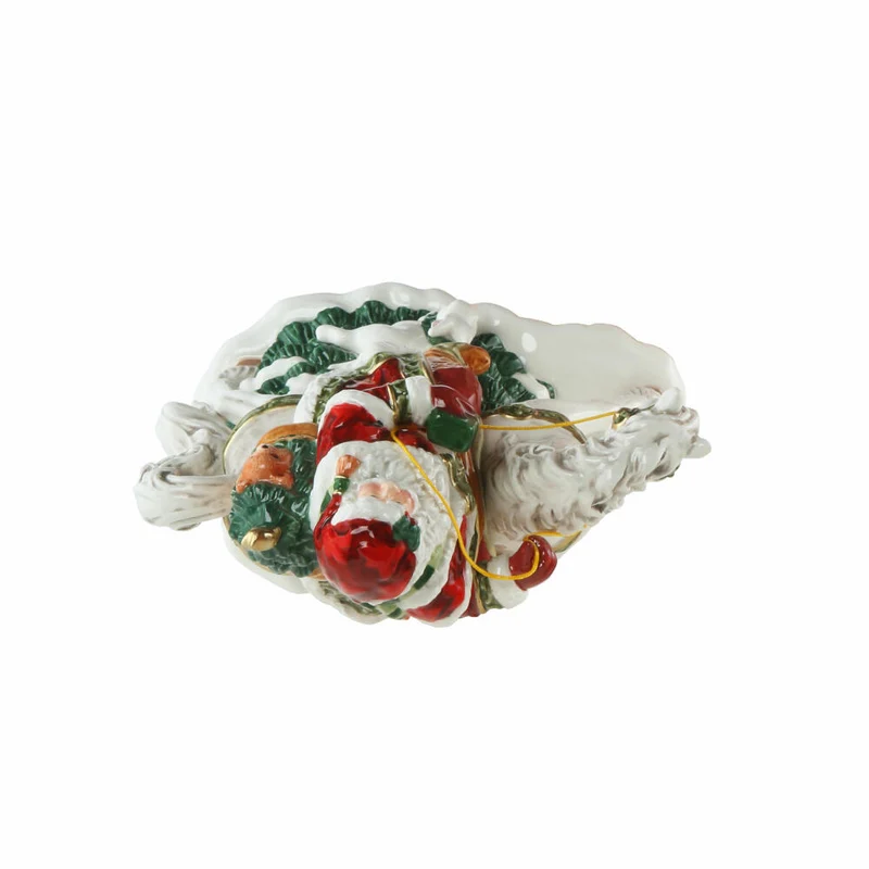 Goebel Figur Santa auf Pferd, Fitz & Floyd, Weihnachtsmann, Steingut, Bunt, 20 cm, 51001741
