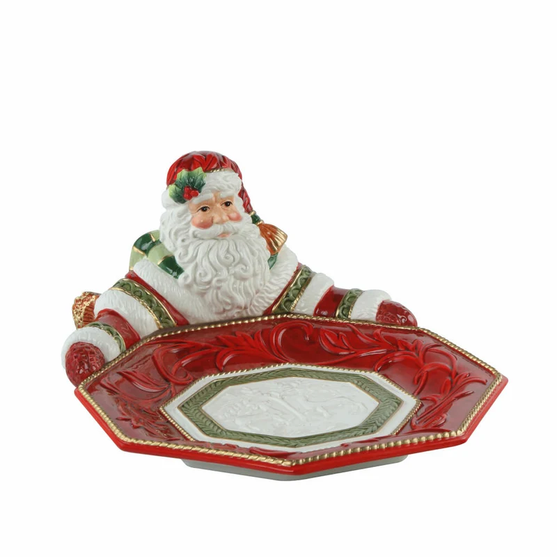 Goebel Figur Santa auf Pferd, Fitz & Floyd, Weihnachtsmann, Steingut, Bunt, 20 cm, 51001741