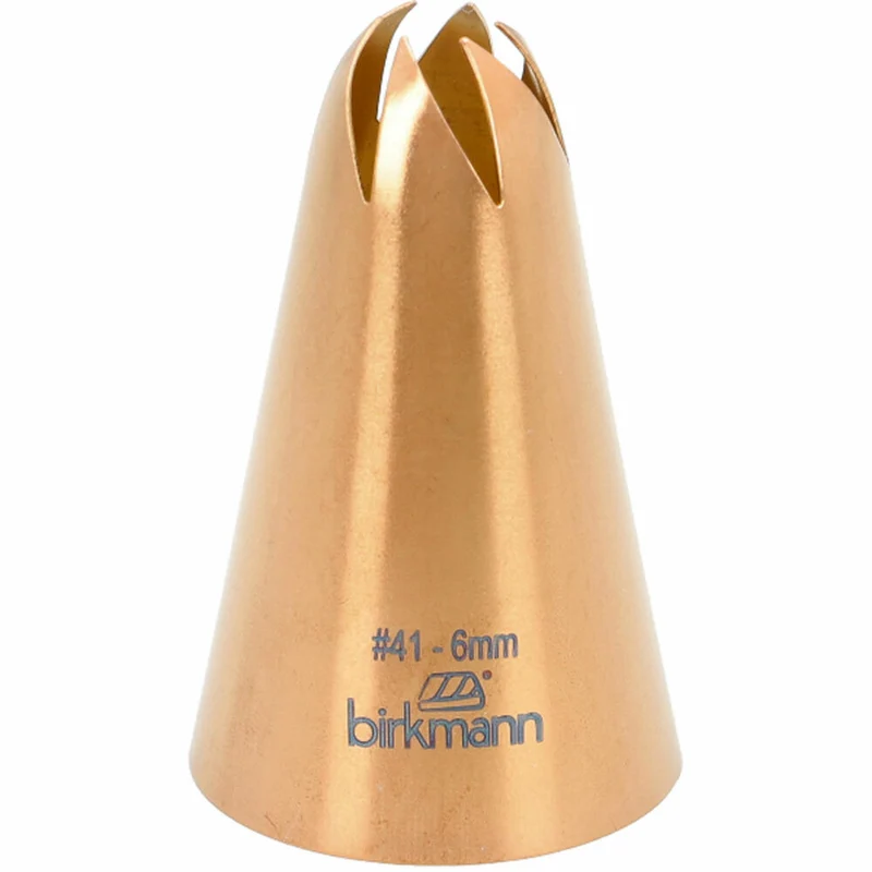 Birkmann Rosentülle Nr.41, Spritztülle, Garniertülle, Backzubehör, Edelstahl, Kupferfarben, Ø 6 mm, 409149