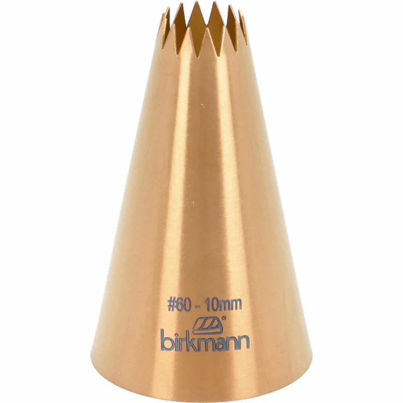 Birkmann Französische Sterntülle Nr.60, Spritztülle, Garniertülle, Backzubehör, Edelstahl, Kupferfarben, Ø 10 mm, 409248