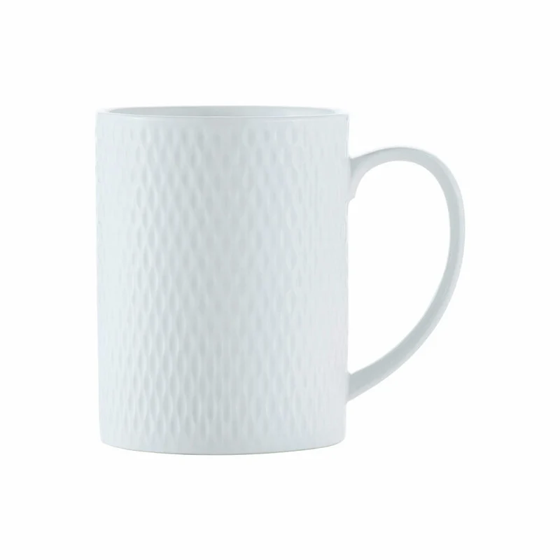 Maxwell & Williams Diamonds Becher Gerade, Kaffeebecher, Teetasse, Tasse, Porzellan, Weiß, 400 ml, DV0197