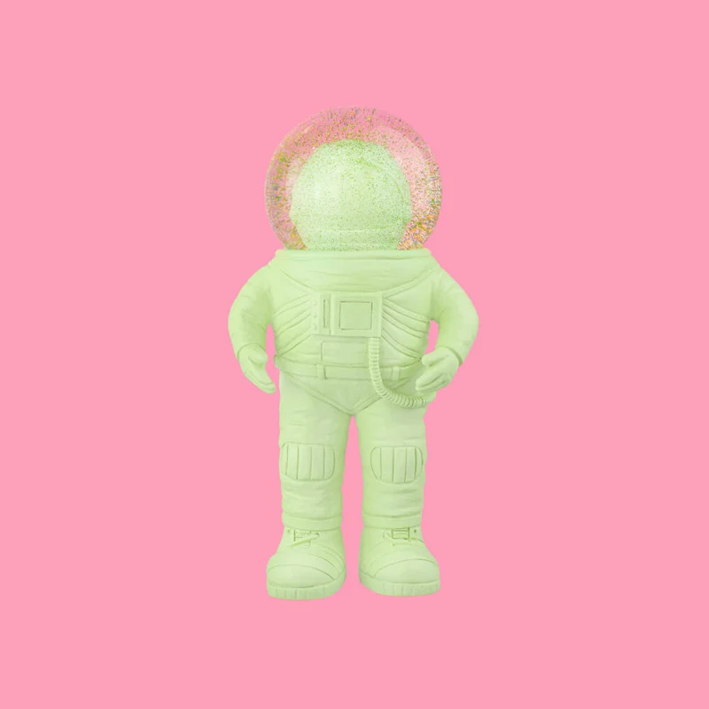 Donkey Products Summerglobe The Astronauts Medium, Glitzerkugel, Schneekugel, Glas / Polyresin, Grün, 18 cm, 360023