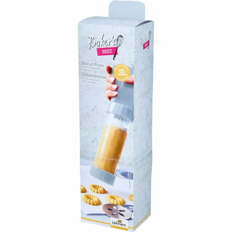 Birkmann Bakers Best Gebäckpresse, Kekspresse, Plätzchen, mit 10 Motivscheiben, Kunststoff, 424104