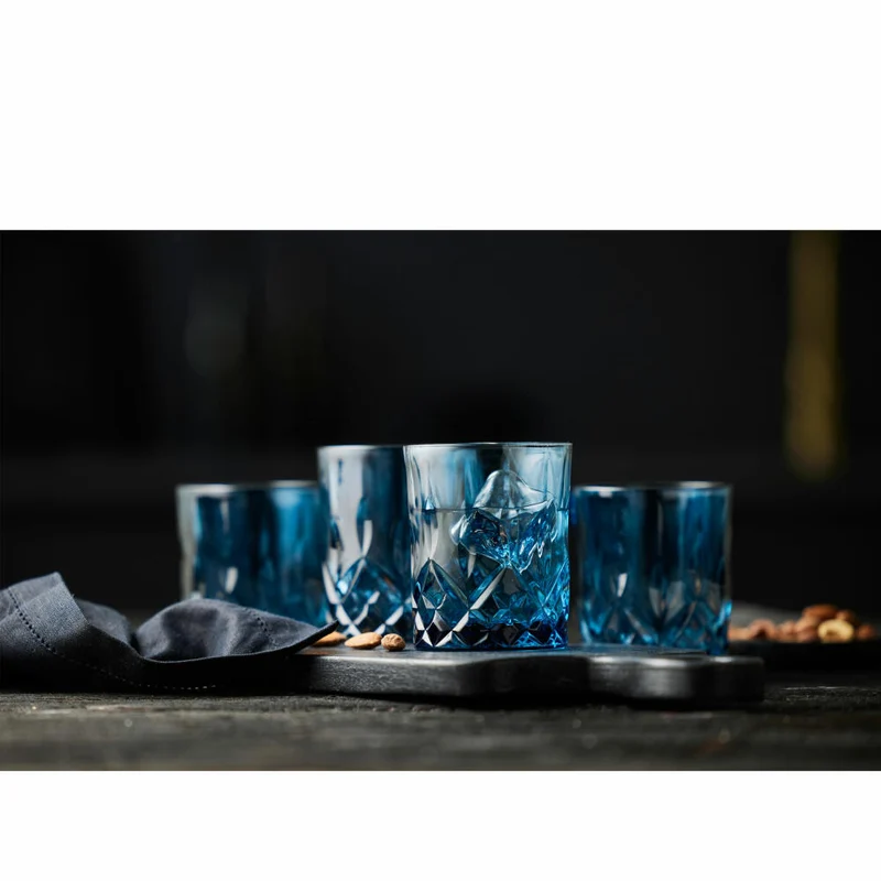 Lyngby Glas Whiskyglas Sorrento 4er Set, Tumbler, Glas, Blau, 320 ml, 31478