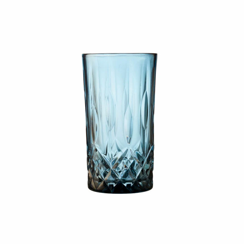 Lyngby Glas Highball-Glas Sorrento 4er Set, Longdrinkgläser, Glas, Blau, 380 ml, 31482
