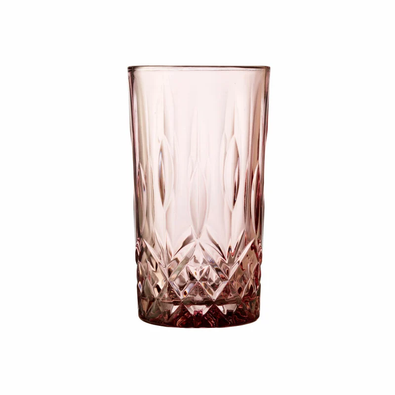 Lyngby Glas Highball-Glas Sorrento 4er Set, Longdrinkgläser, Glas, Pink, 380 ml, 31483