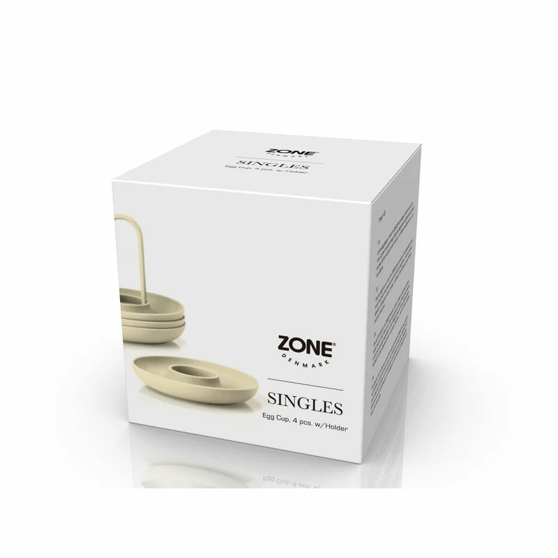 Zone Denmark Eierbecher Singles Limestone 4er Set mit Halter, Silikon, Metall, Gelb, 32229