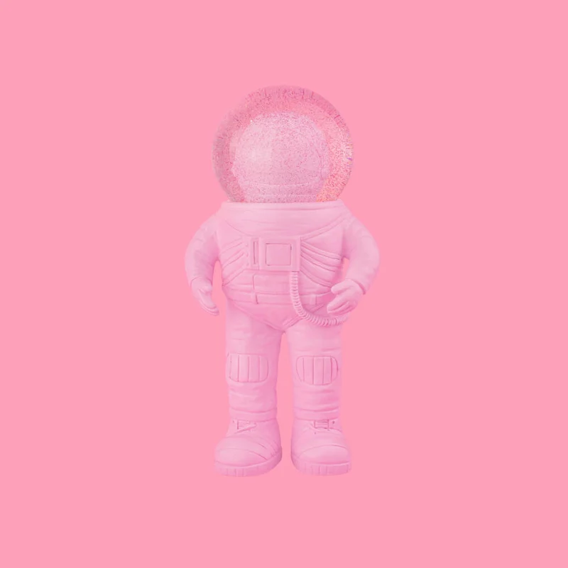 Donkey Products Summerglobe The Astronauts Medium, Glitzerkugel, Schneekugel, Glas / Polyresin, Pink, 18 cm, 360025