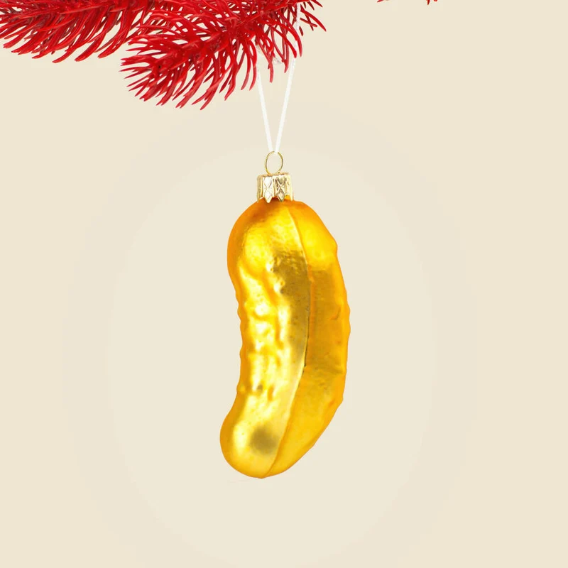 Donkey Products Christbaumschmuck Weihnachtsgurke, Baumschmuck, Deko, Glas, Gelb, 3 x 3 x 11 cm, 300988