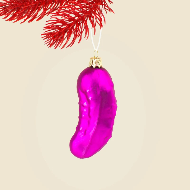 Donkey Products Christbaumschmuck Weihnachtsgurke, Baumschmuck, Deko, Glas, Pink, 3 x 3 x 11 cm, 300989