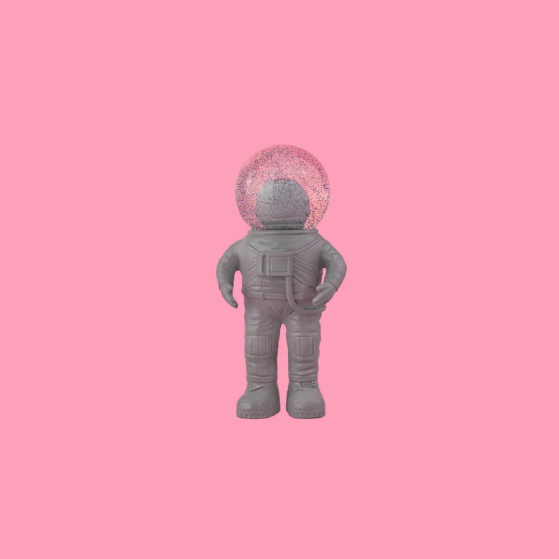 Donkey Products Summerglobe The Astronauts Small, Glitzerkugel, Schneekugel, Glas / Polyresin, Grau, 13 cm, 360020