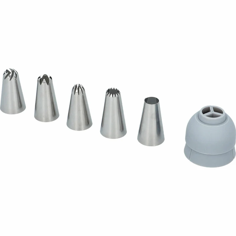 Birkmann Bakers Best 3-Kammer Spritzbeutel-Set, 7-tlg., Spritztüllen, Edelstahltüllen, 424258