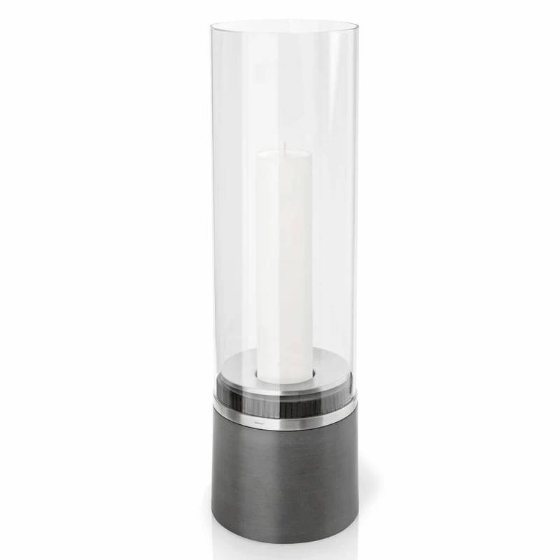 Blomus Windlicht mit Kerze Piedra, Kerzenhalter, 60 cm hoch, Edelstahl / Glas / Polystone, 65275