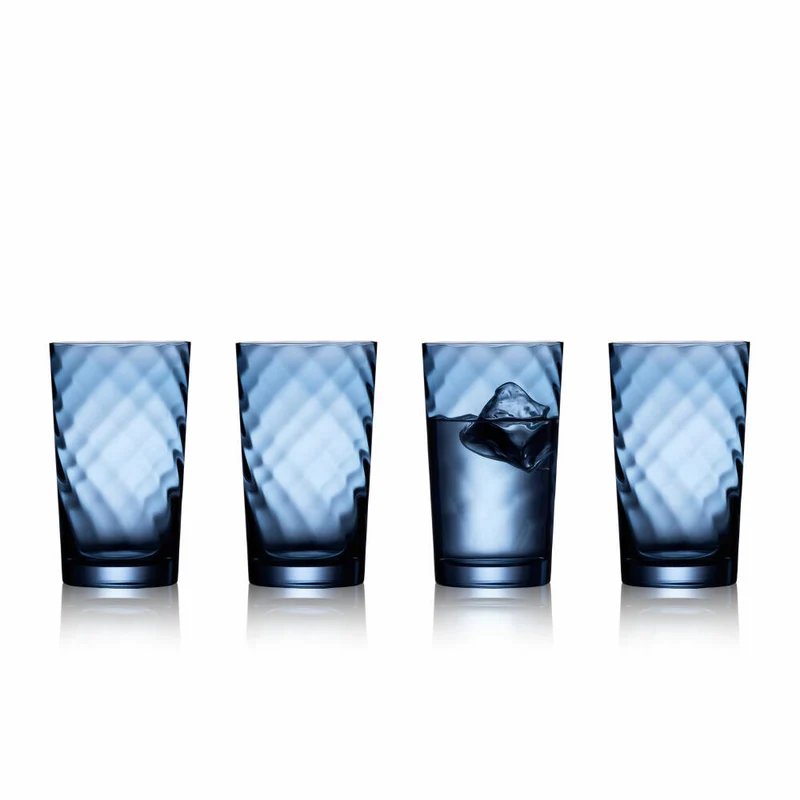 Lyngby Glas Highball-Glas Vienna 4er Set, Longdrinkgläser, Glas, Blau, 450 ml, 31720