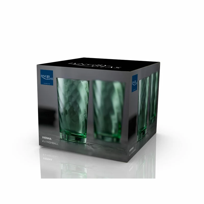 Lyngby Glas Highball-Glas Vienna 4er Set, Longdrinkgläser, Glas, Grün, 450 ml, 31721
