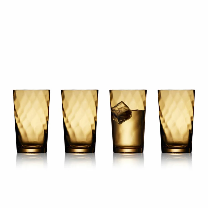 Lyngby Glas Highball-Glas Vienna Amber 4er Set, Longdrinkgläser, Glas, Braun, 450 ml, 31722