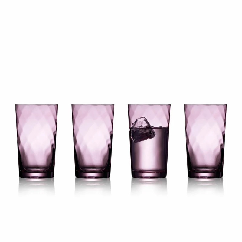 Lyngby Glas Highball-Glas Vienna Purple 4er Set, Longdrinkgläser, Glas, Lila, 450 ml, 31723