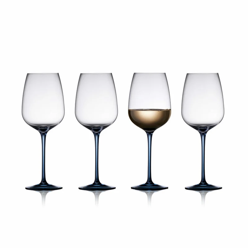 Lyngby Glas Weinglas Vienna 4er Set, Stielgläser, Glas, Blau, 530 ml, 31726
