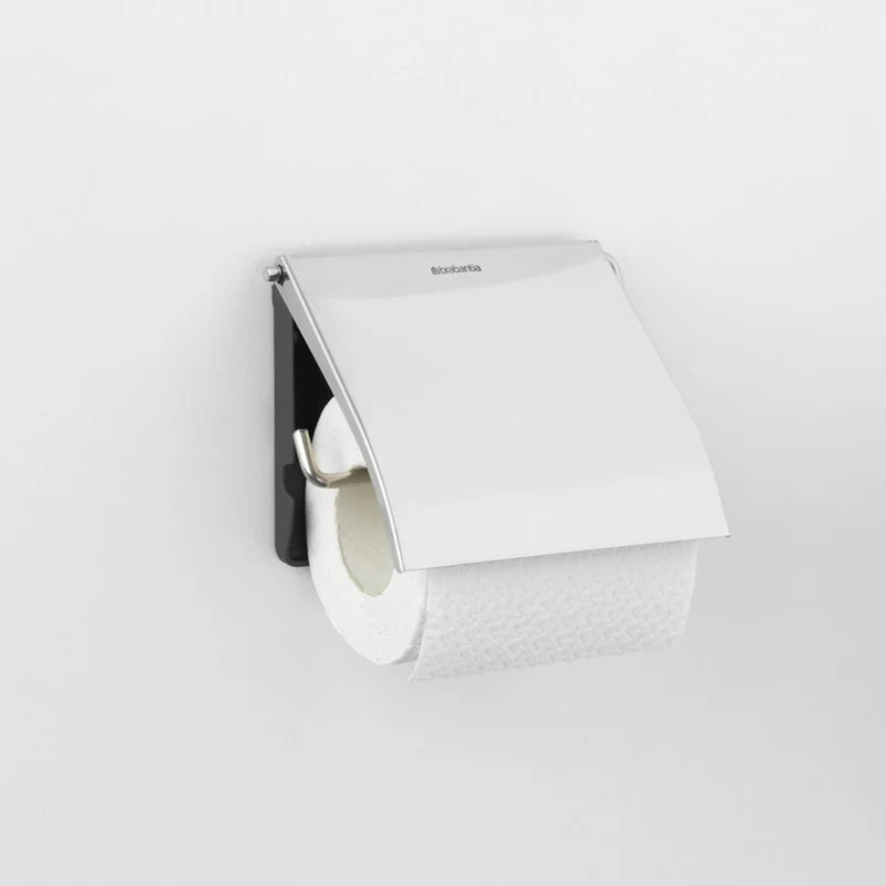 Brabantia Toilettenpapierhalter ReNew, Klopapierhalter, WC-Rollenhalter, Stahl, Brilliant Steel, 414589