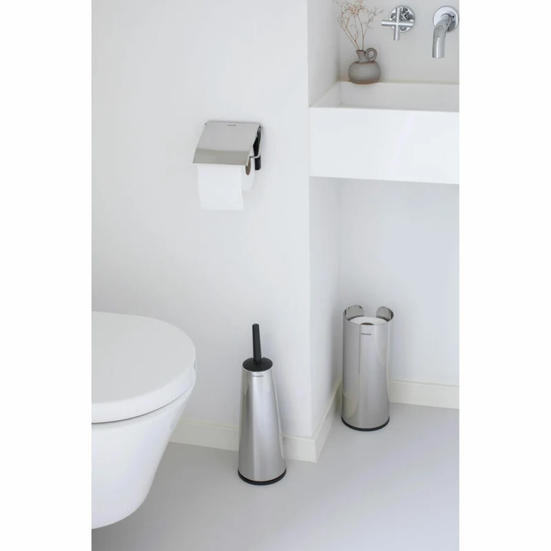 Brabantia Toilettenpapierhalter ReNew, Klopapierhalter, WC-Rollenhalter, Stahl, Brilliant Steel, 414589