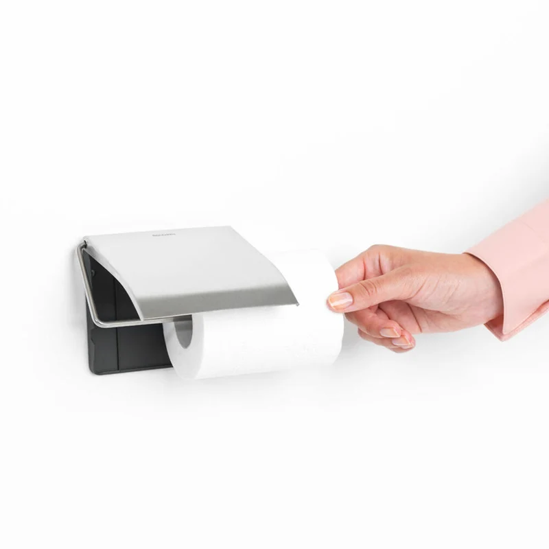 Brabantia Toilettenpapierhalter ReNew, Klopapierhalter, WC-Rollenhalter, Stahl, Matt Steel, 385322