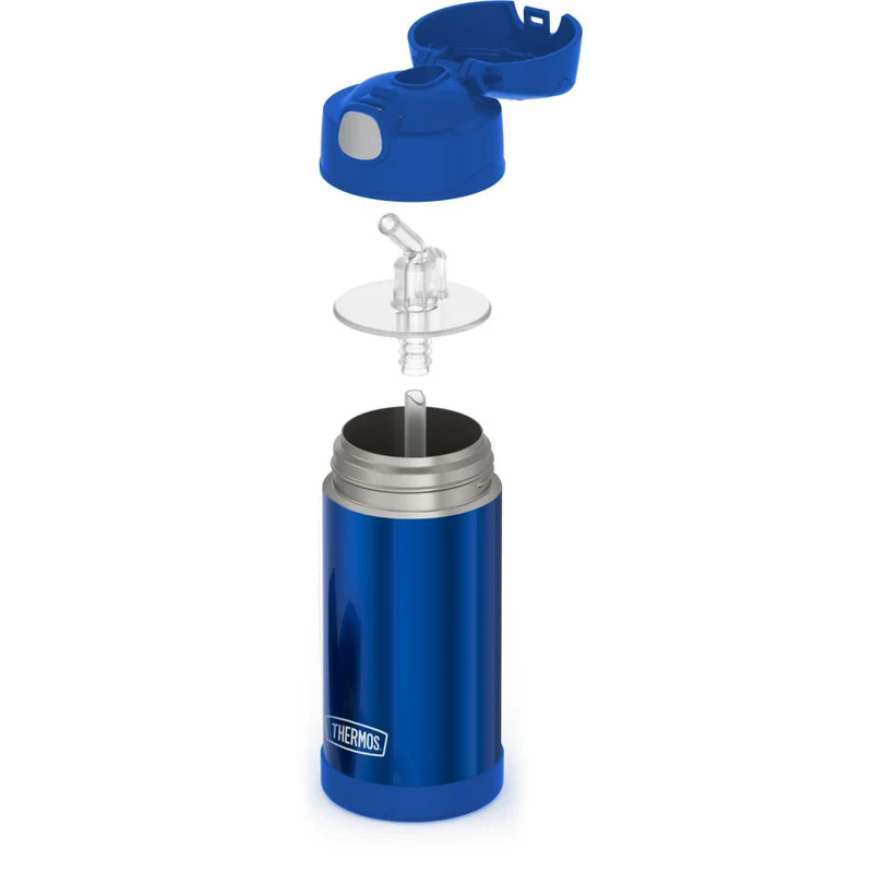 THERMOS Isolier-Trinkflasche kids FUNTAINER STRAW BOTTLE, Thermosflasche, Flasche, Edelstahl, Navy, 350 ml, 4113342035