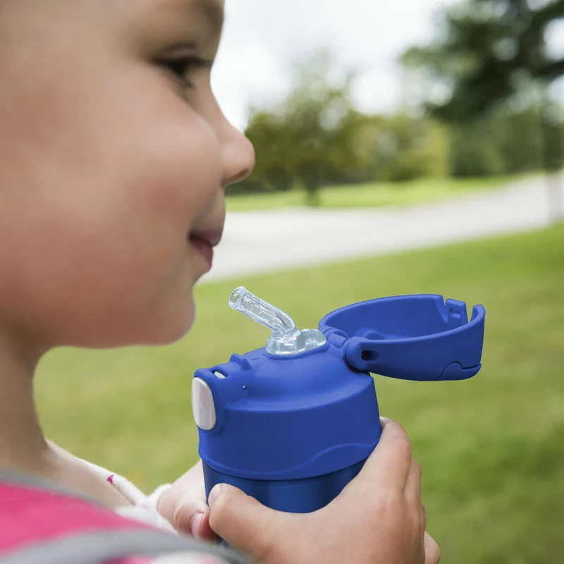 THERMOS Isolier-Trinkflasche kids FUNTAINER STRAW BOTTLE, Thermosflasche, Flasche, Edelstahl, Navy, 350 ml, 4113342035