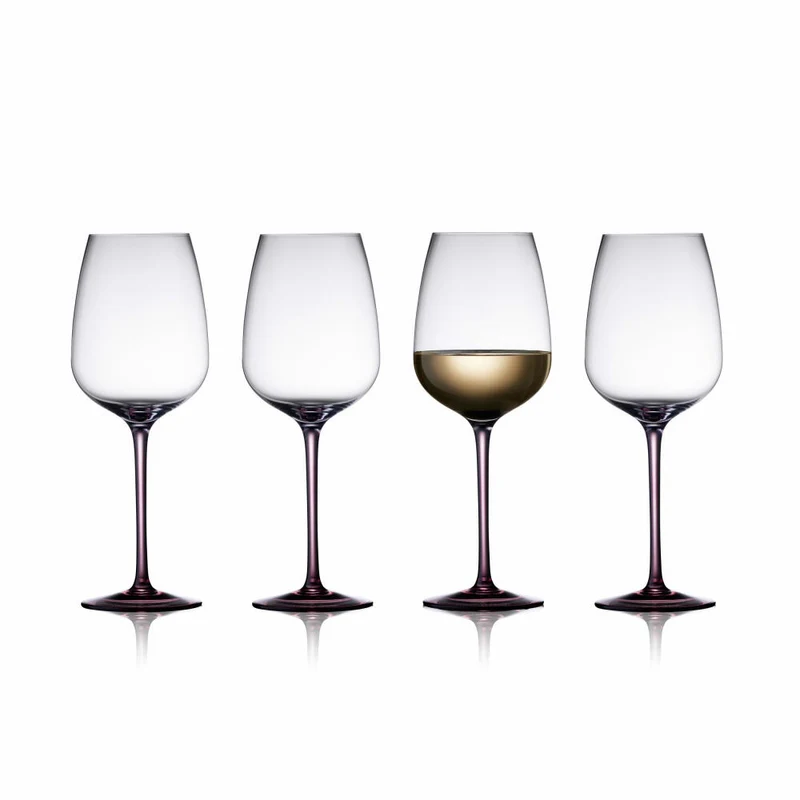 Lyngby Glas Weinglas Vienna Purple 4er Set, Stielgläser, Glas, Lila, 530 ml, 31729