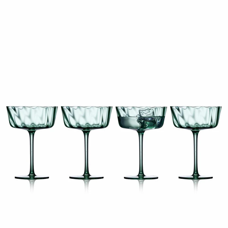 Lyngby Glas Champagner-Schale Vienna 4er Set, Sektschalen, Glas, Grün, 350 ml, 31731