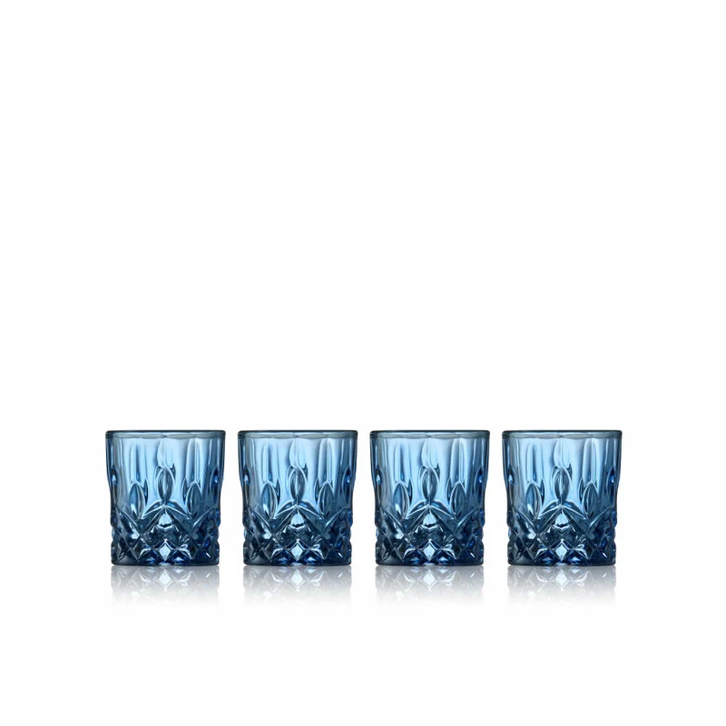 Lyngby Glas Messglas Sorrento 4er Set, Messbecher, Glas, Blau, 40 ml, 32011