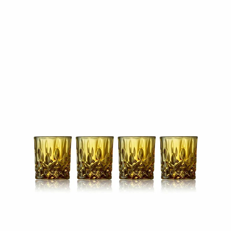 Lyngby Glas Messglas Sorrento Amber 4er Set, Messbecher, Glas, Braun, 40 ml, 32013
