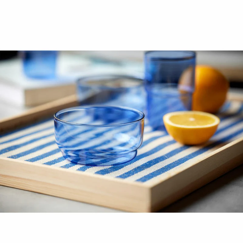 Lyngby Glas Schale Torino 2er Set, Schüsseln, Bowls, Glas, Blau, 12 cm, 32368