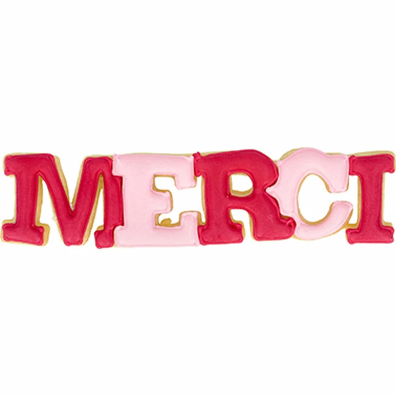 Birkmann Ausstechform Schriftzug Merci, Ausstecher, Plätzchenform, Keks, Plätzchen, Edelstahl, 15 cm, 198876