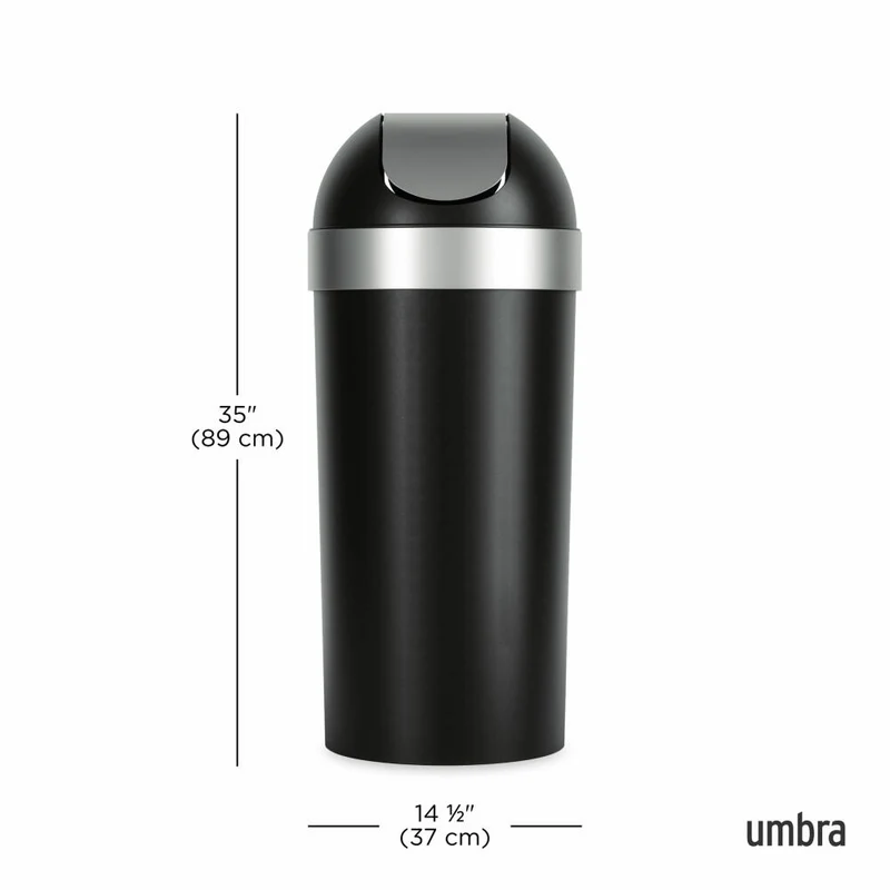 Umbra Schwingdeckel-Mülleimer Venti, PP-Kunststoff, Schwarz, Nickel, 72 L, 1022664-047