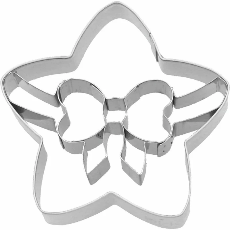Birkmann Ausstechform Stern mit Schleife, Ausstecher, Plätzchenform, Keks, Plätzchen, Edelstahl, 6.5 cm, 189942