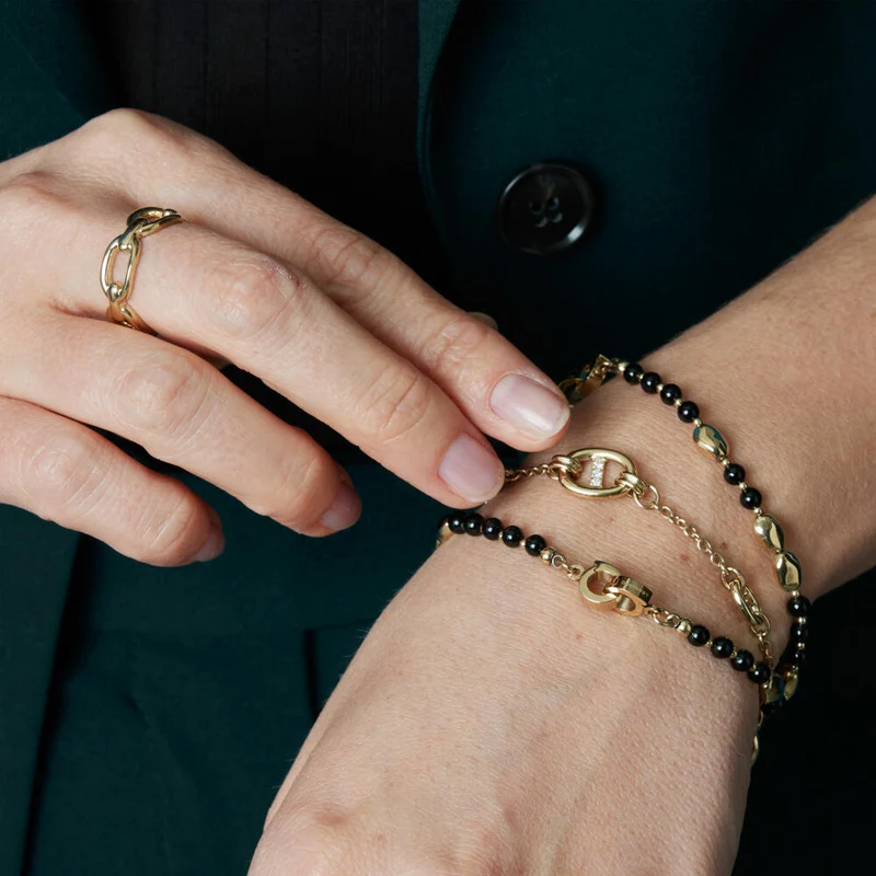 Leonardo Jewels Armband gold Dorina Clip&Mix, Schmuckarmband, Armkette, Modeschmuck, Edelstahl IP gold, Glasperlen, 024438