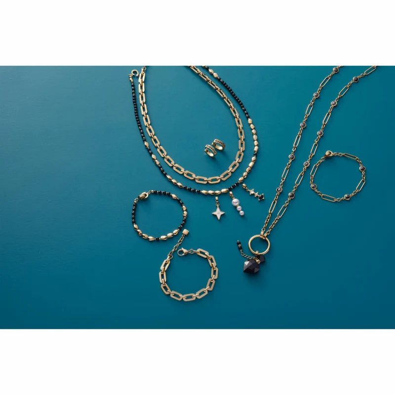 Leonardo Jewels Halskette 80 gold Delica Clip&Mix, Kette, Schmuckkette, Modeschmuck, Edelstahl IP gold, Glasperlen, 024439