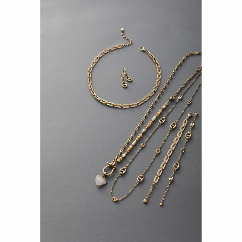 Leonardo Jewels Set Halskette 50 gold Kareen Clip&Mix, Kette, Schmuckkette, Modeschmuck, Edelstahl IP gold, Glasperlen, 024441