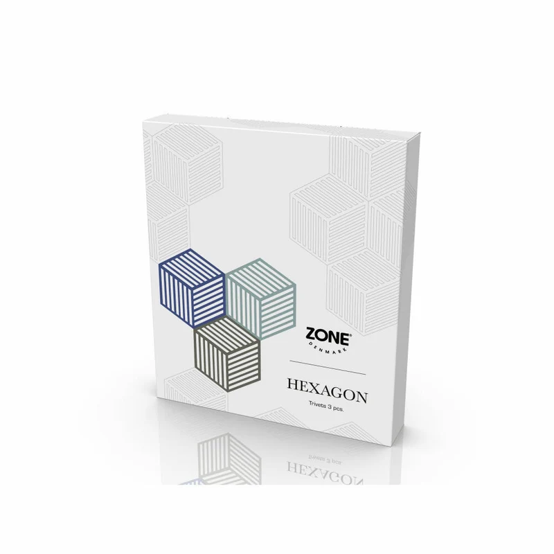 Zone Denmark Untersetzer Hexagon 3er Set Indigo Blue Fog Olive Taupe, Silikon, Bunt, 16 x 14 cm, 32703