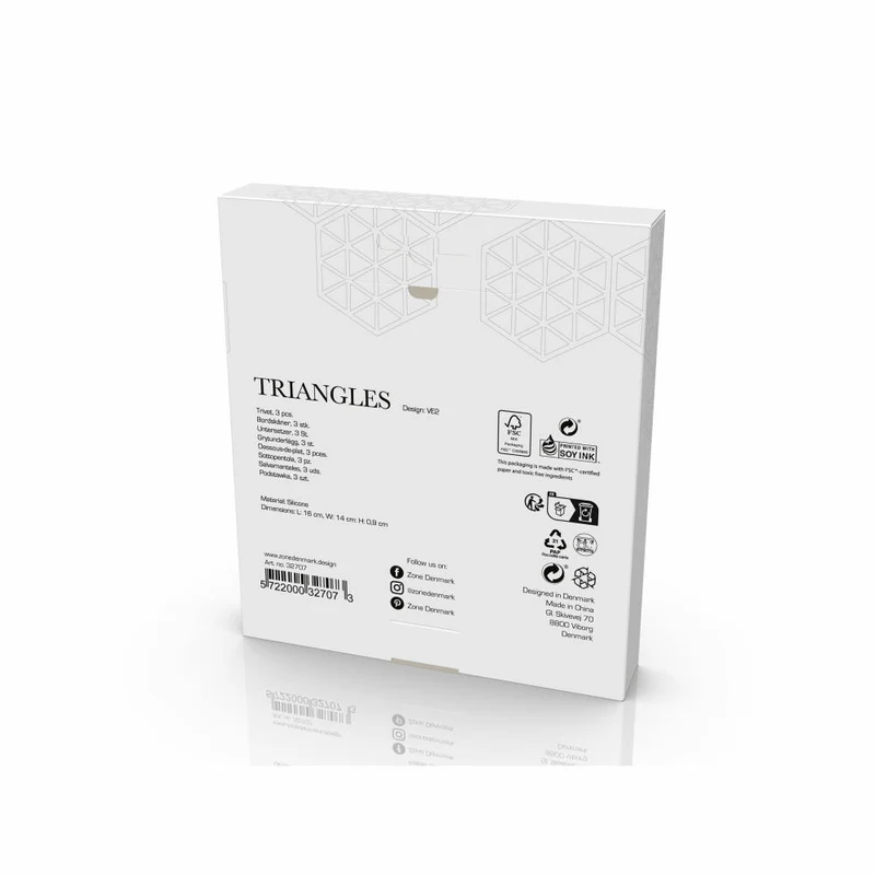 Zone Denmark Untersetzer Triangles 3er Set Terracotta Lupine Almond, Silikon, Bunt, 16 x 14 cm, 32707