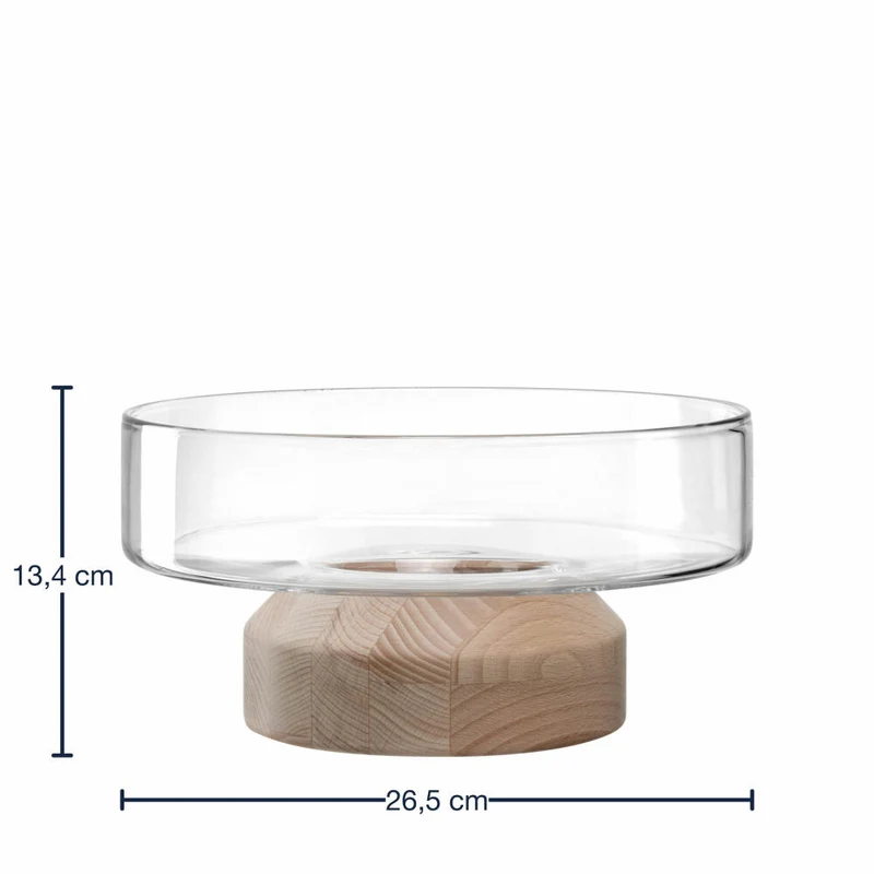 Leonardo Schale Legno, auf Holzsockel, Dekoschale, Obstschale, Schüssel, Holz / Glas, Ø 26.5 cm, 084752