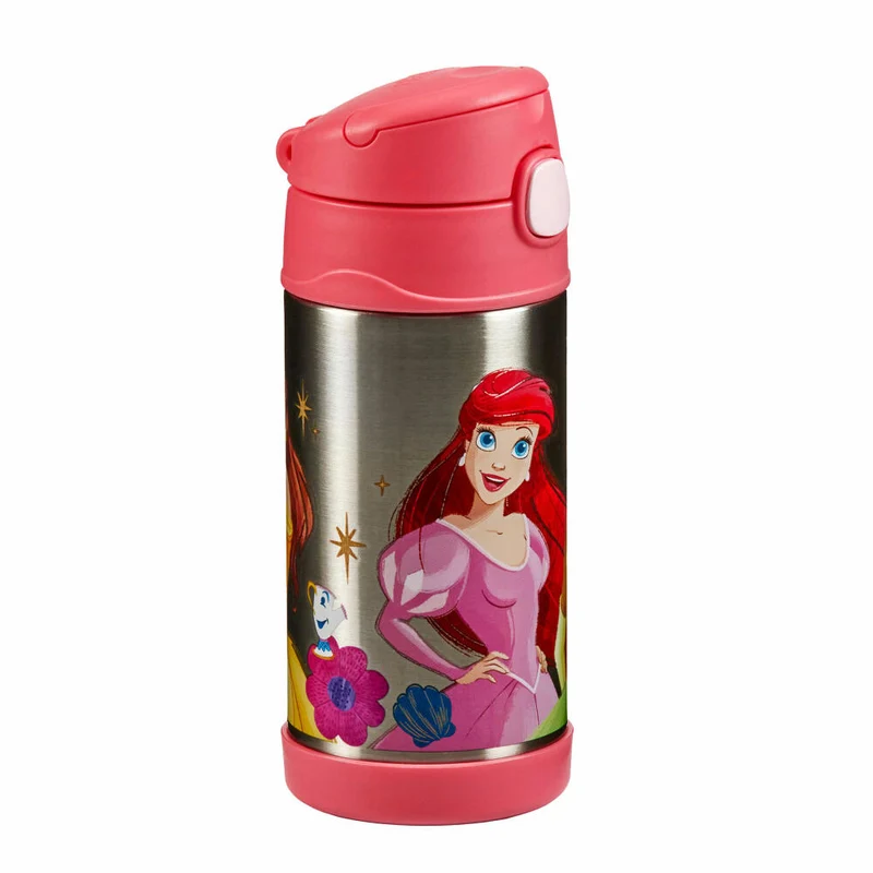 THERMOS Isolier-Trinkflasche kids FUNTAINER STRAW BOTTLE DISNEY Princesses, Thermosflasche, Flasche, Edelstahl, 350 ml, 4113413035
