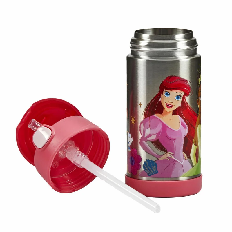 THERMOS Isolier-Trinkflasche kids FUNTAINER STRAW BOTTLE DISNEY Princesses, Thermosflasche, Flasche, Edelstahl, 350 ml, 4113413035