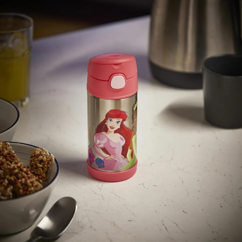 THERMOS Isolier-Trinkflasche kids FUNTAINER STRAW BOTTLE DISNEY Princesses, Thermosflasche, Flasche, Edelstahl, 350 ml, 4113413035