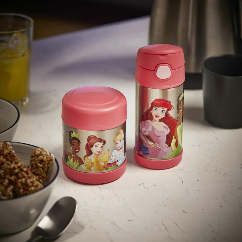 THERMOS Isolier-Trinkflasche kids FUNTAINER STRAW BOTTLE DISNEY Princesses, Thermosflasche, Flasche, Edelstahl, 350 ml, 4113413035