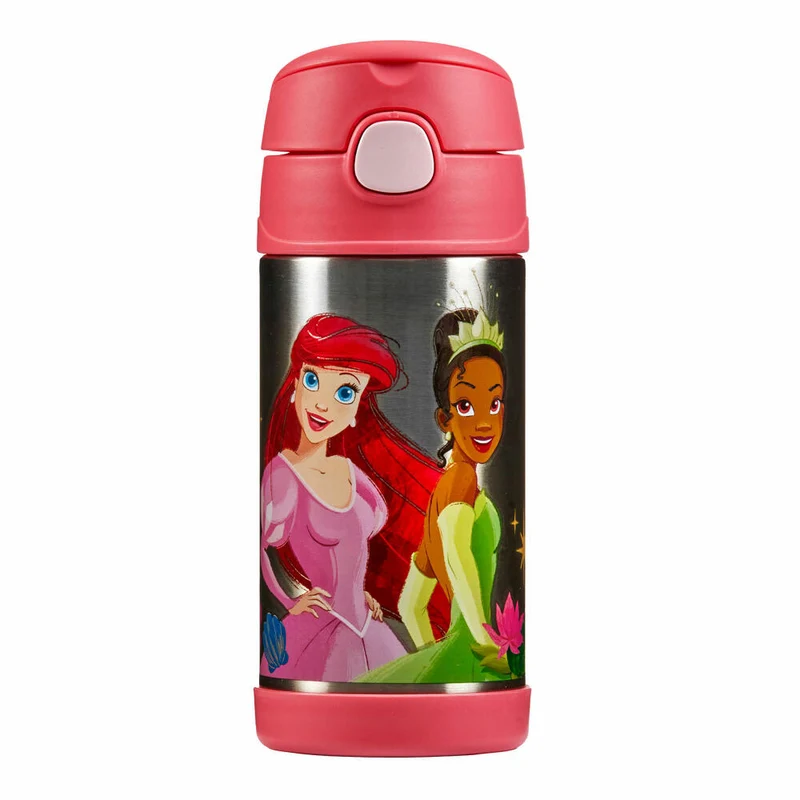 THERMOS Isolier-Trinkflasche kids FUNTAINER STRAW BOTTLE DISNEY Princesses, Thermosflasche, Flasche, Edelstahl, 350 ml, 4113413035